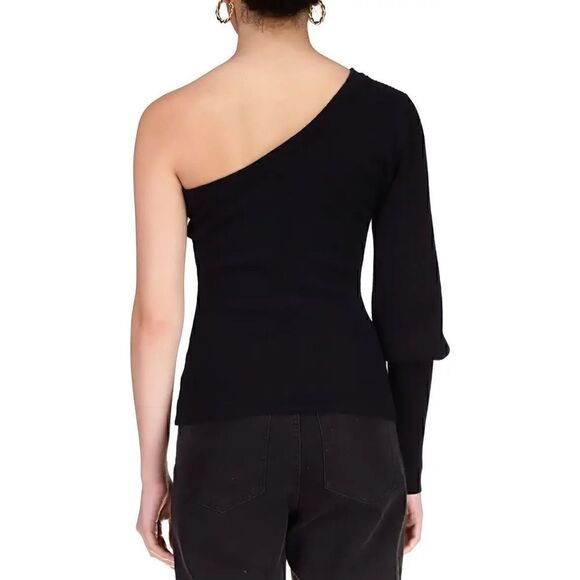 Sanctuary Ribbed Mock Neck Cut Out Shoulder Sweater pullover  Black XS - Picture 7 of 10